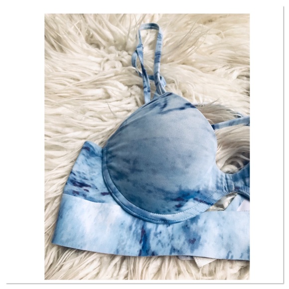Victoria’s Secret PINK Bonded Underwire Cup Push Up Bra Blue Tie Dye Size Small - Picture 2 of 10